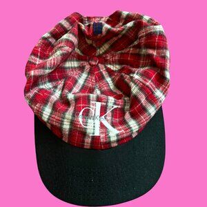 Vintage Calvin Klein Plaid Red Flannel Embroidered baseball cap